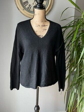 Tweed, 2- ply Cashmere Sweater Black